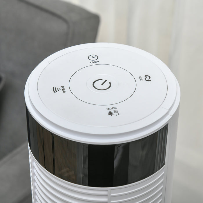Easycomfort Ventilatore a Colonna con 3 Velocità e 4 Modalità, Timer di 12h, Pannello LED e Telecomando, Bianco