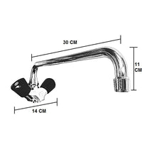 Rubinetto per cucina industriale con canna extralunga e maniglie nere ergonomiche