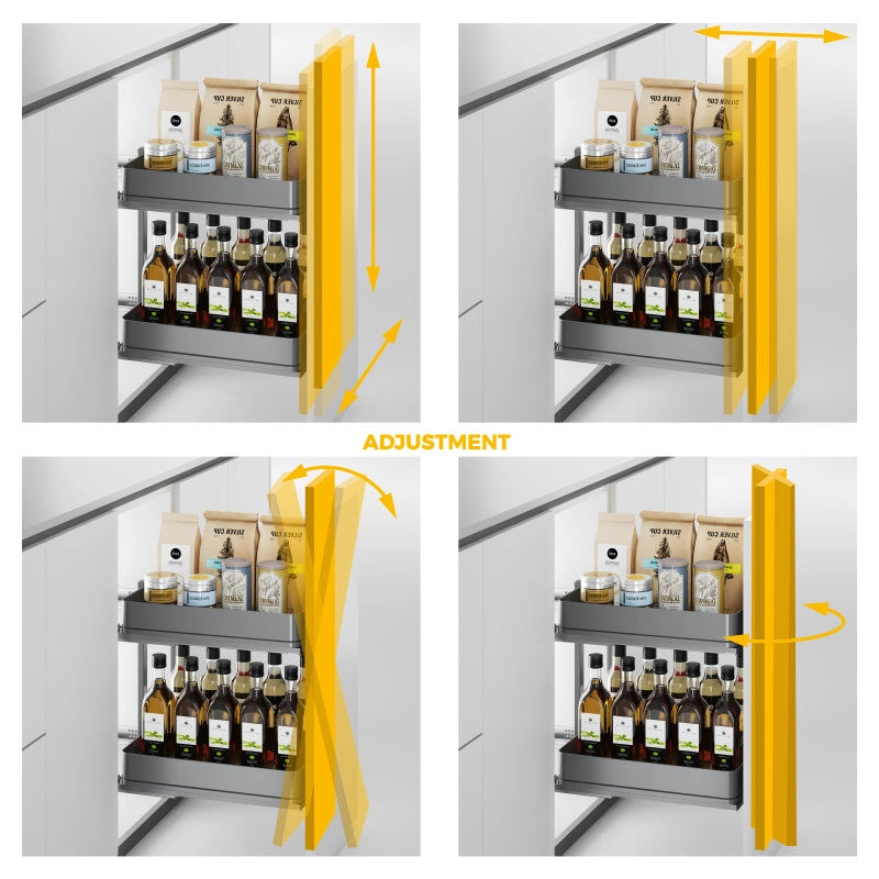 Portabottiglie laterale estraibile Titane Simplex con chiusura soft, modulo 150 mm, Grigio antracite