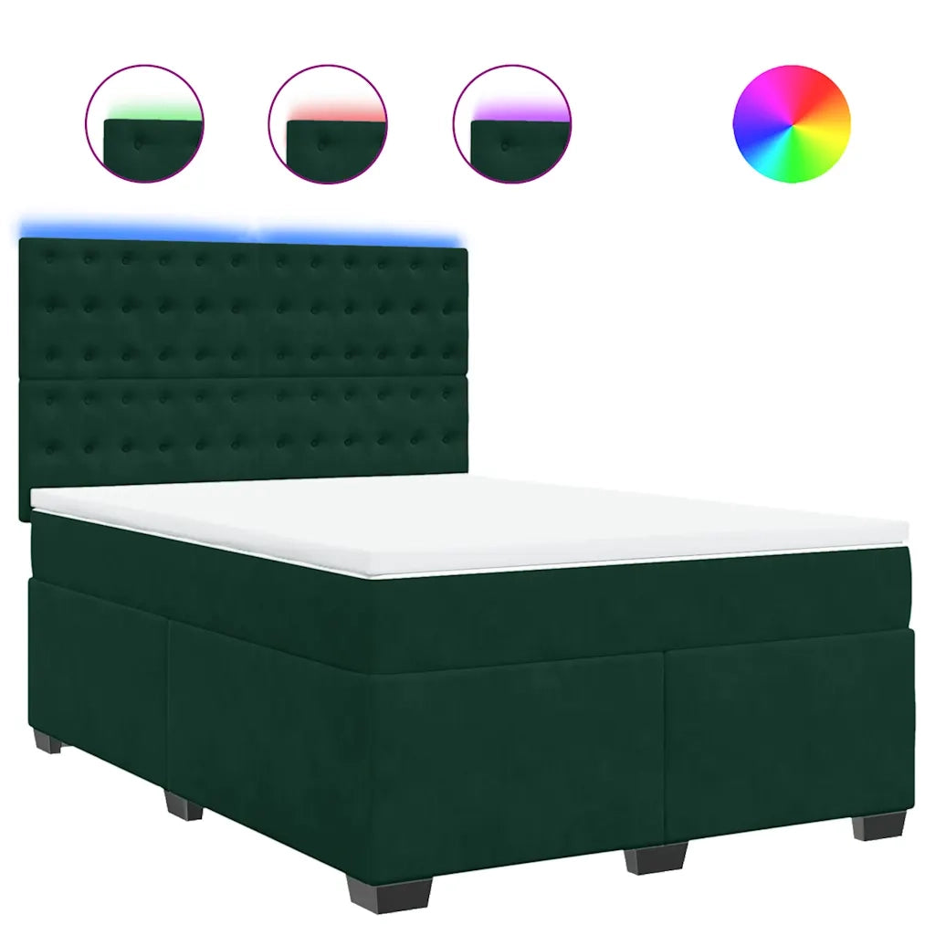 Giroletto a Molle con Materasso Verde Scuro 140x190 cm Velluto