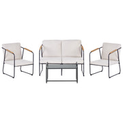 Set da giardino 4 posti in acciaio con tavolo beige chiaro stile industriale