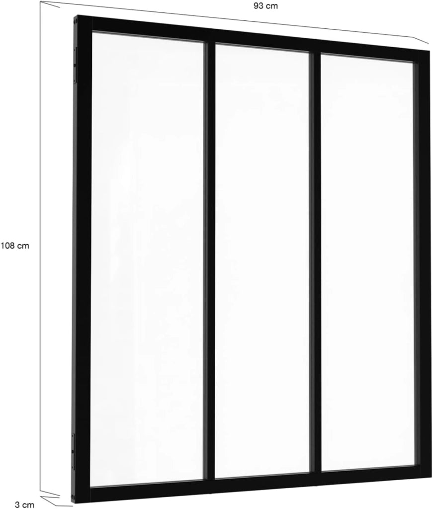 IDMarket - Techo de Cristal de 3 hojas 93x108 cm en Metal Negro