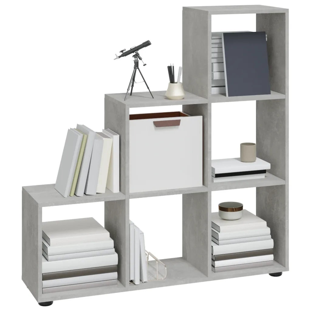 Libreria a Scala Grigio Cemento 107 cm in Legno Multistratocod mxl 81543