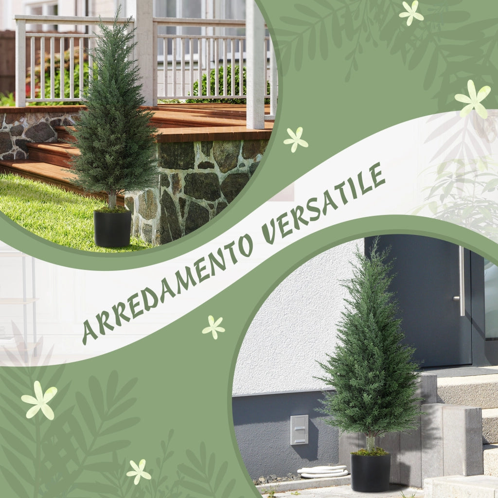 Set 2 Piante Finte di Cipressi Alberi Anti-UV, ?40x90 cm, Verde