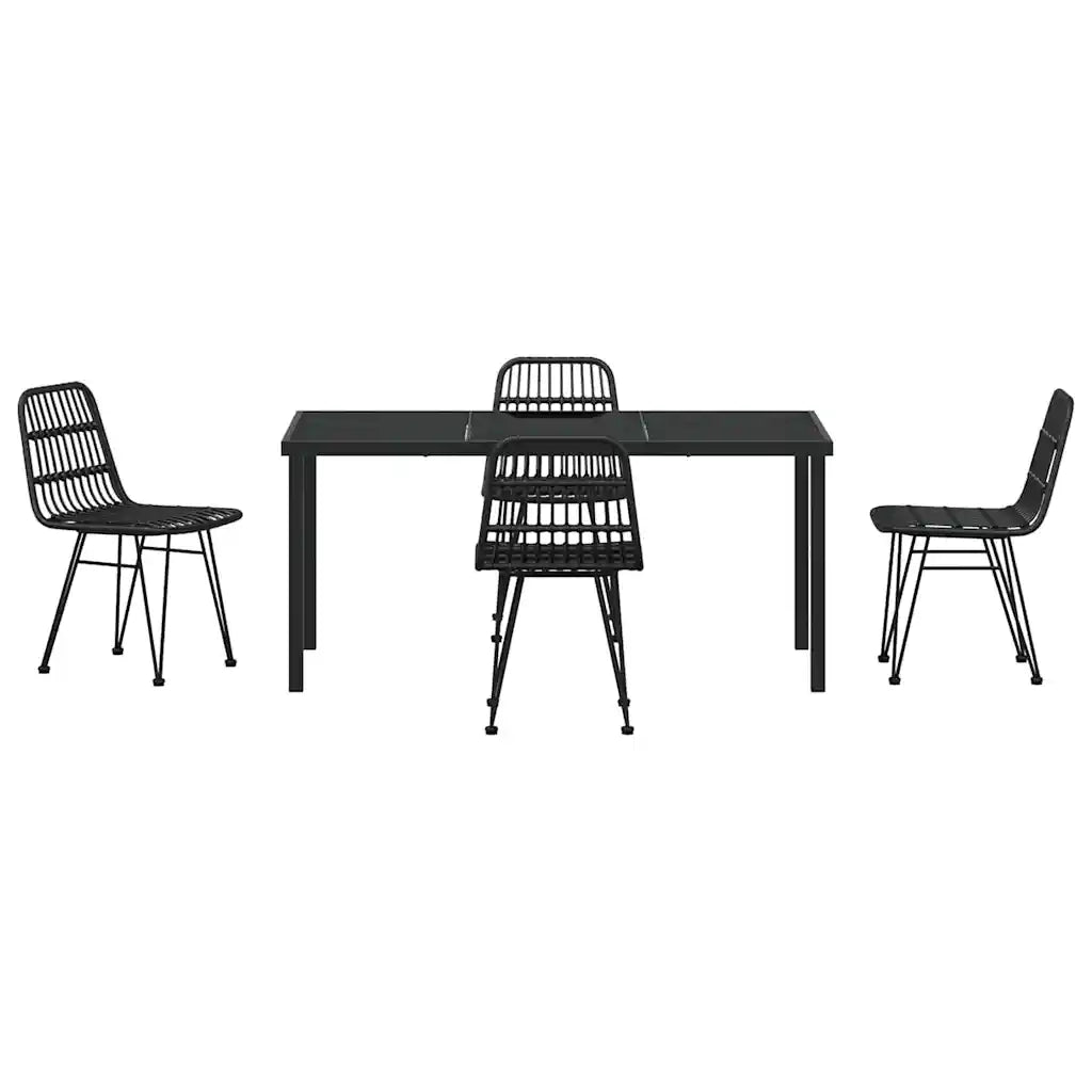Set da Pranzo per Giardino 5 pcs Nero