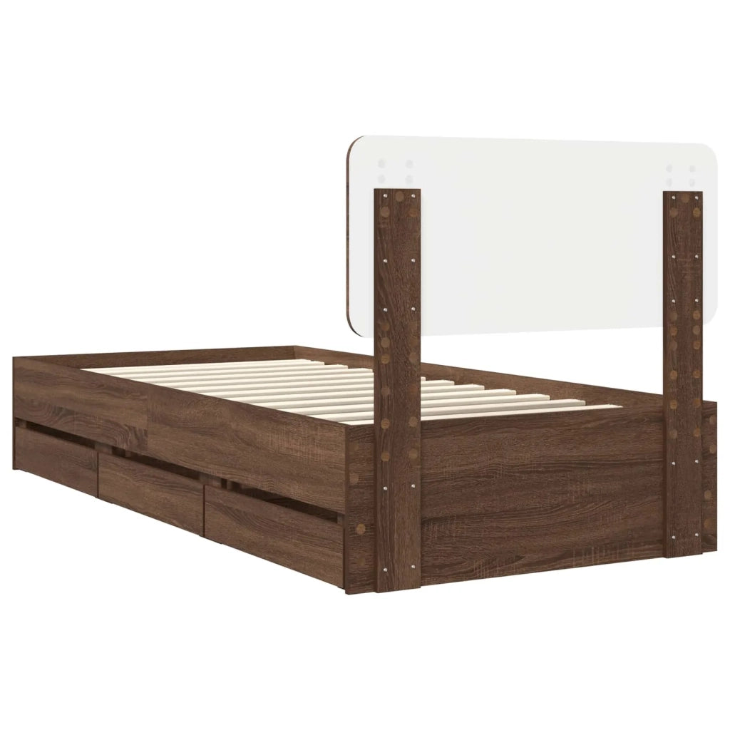 Struttura del letto con cassetto Quercia marrone 75 x 190 cm 3412240