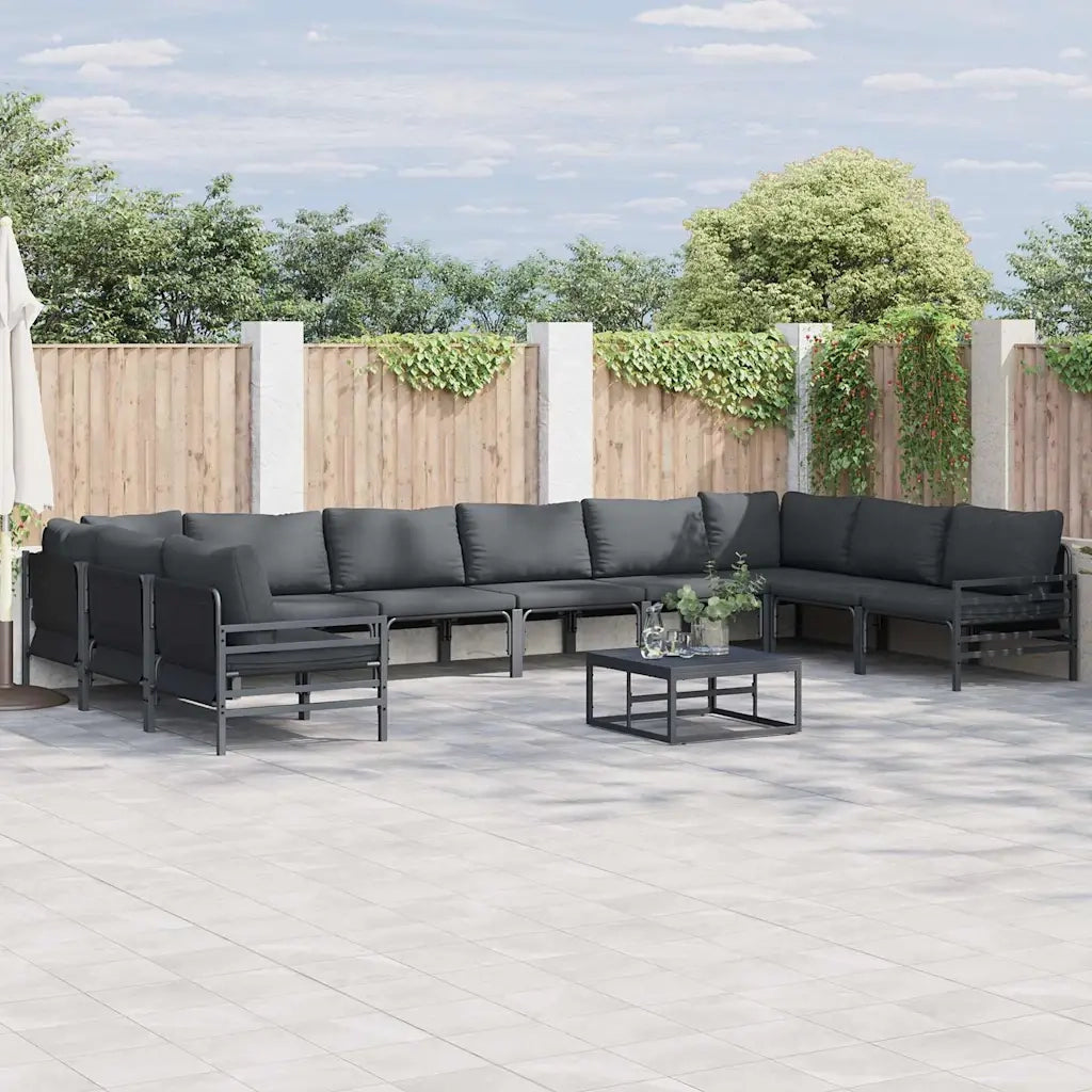 Set Divano da Giardino con cuscino 10 pcs Nero Acciaio 3379016