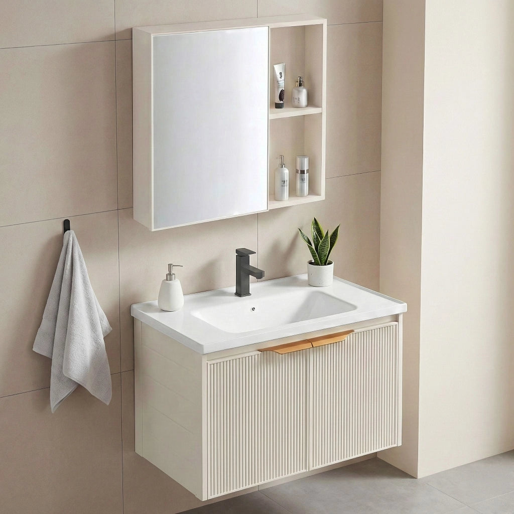 Set Di Mobili Da Bagno Con Lavabo Mario 60cm Beige