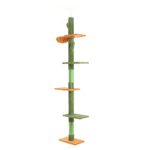 Fudajo Albero tiragraffi a soffitto verde 229-275cm Altezza regolabile con 4 livelli e sisal Gatti