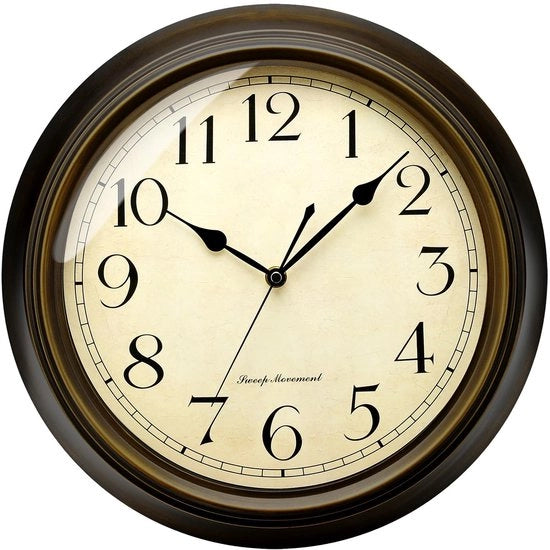 Orologio da Parete Classico, 25 cm, Orologio da Parete Silenzioso senza Suono Ticking per Camera da Letto, Camera, Funziona con Batterie (Orologio con Numeri Arabi)