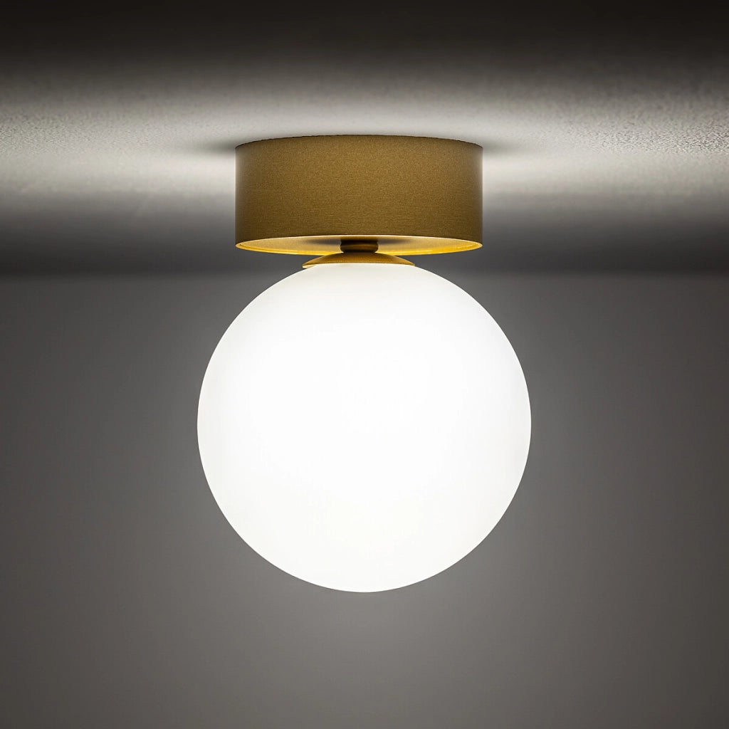 Plafoniera sfera vetro bianco oro Kier S Nowodvorski