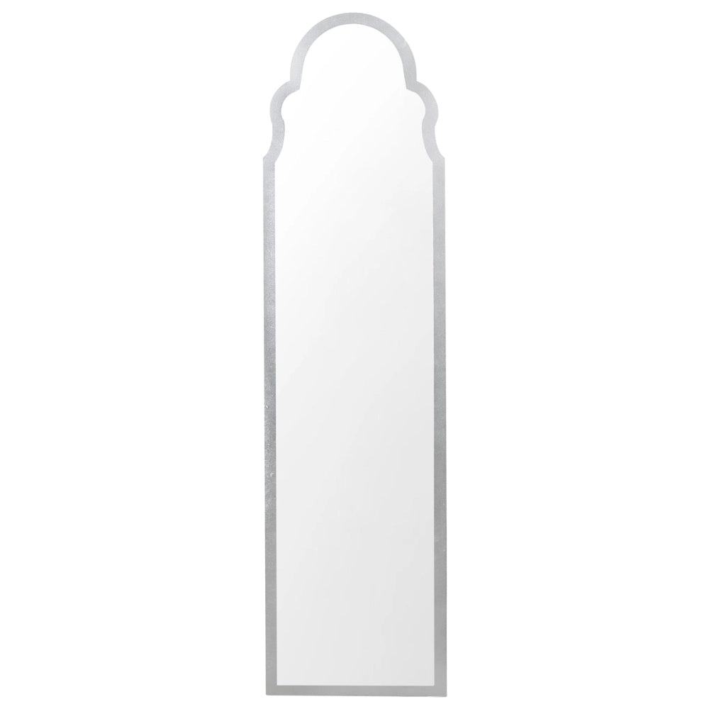 Specchio da terra in vetro MDF argento 40 x 150 cm con supporto cornice decorativa design moderno