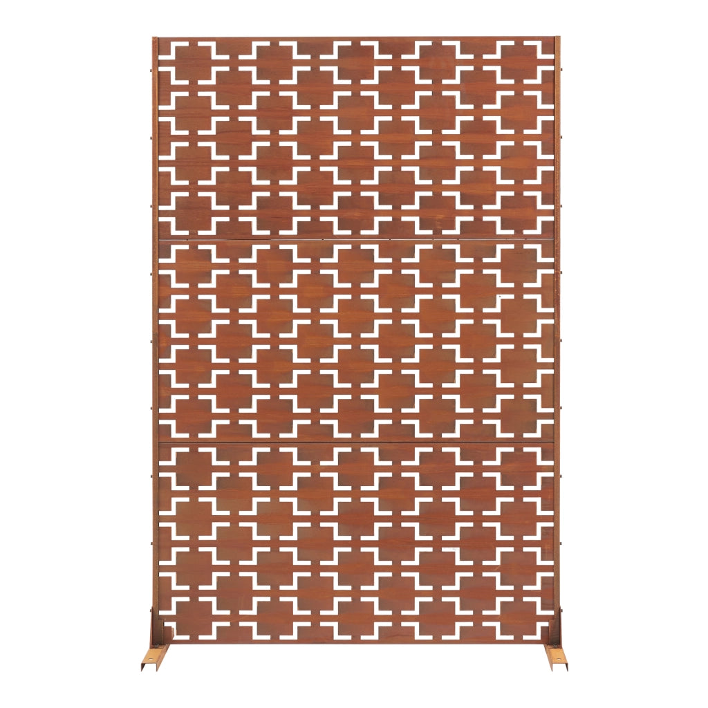 Pannello Divisorio Basciano Struttura Traforata in Acciaio Corten 180 x 120 cm Marrone Ossidato casa.pro