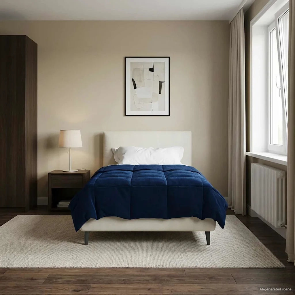 Piumone | Duvet Estivo Trapuntato Blu Scuro 140 x 220 cm Microfibra
