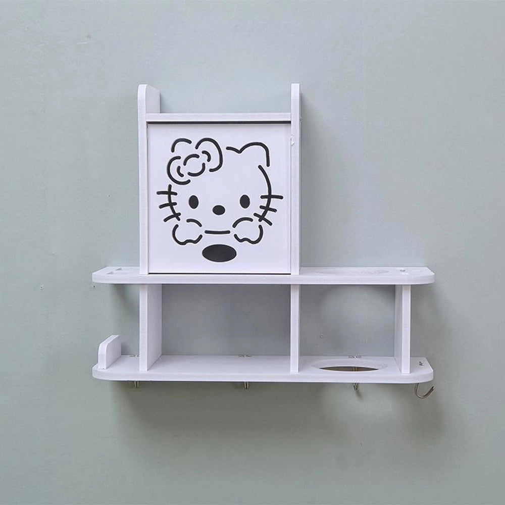 Trade Shop - Mobiletto A Parete Organizer Bagno Decoro Hello Kitty Con Scomparti Supporto Asciugacapelli -