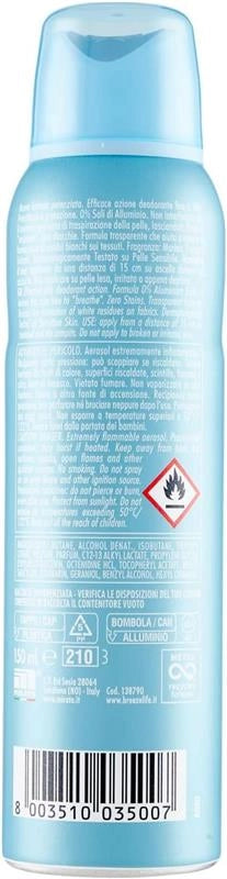 BREEZE ACQUA DEODORANTE SPRAY 48H NOTE MARINE E TALCATE 0% SALI DI ALLUMINIO 150 ML