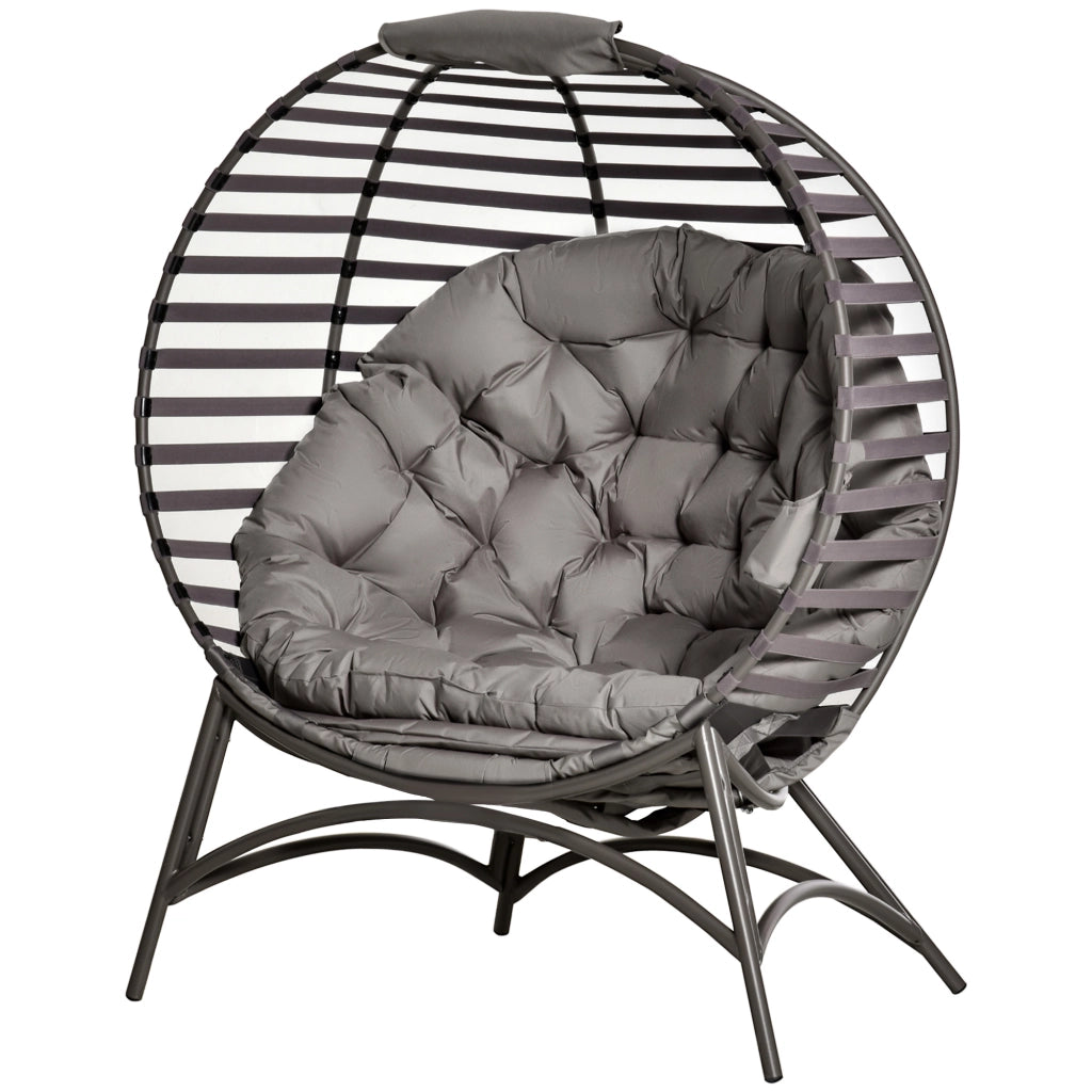 Poltrona da giardino in polyrattan con cuscini ¨C zephmum ¨C marrone sabbia 118x75x139 cm