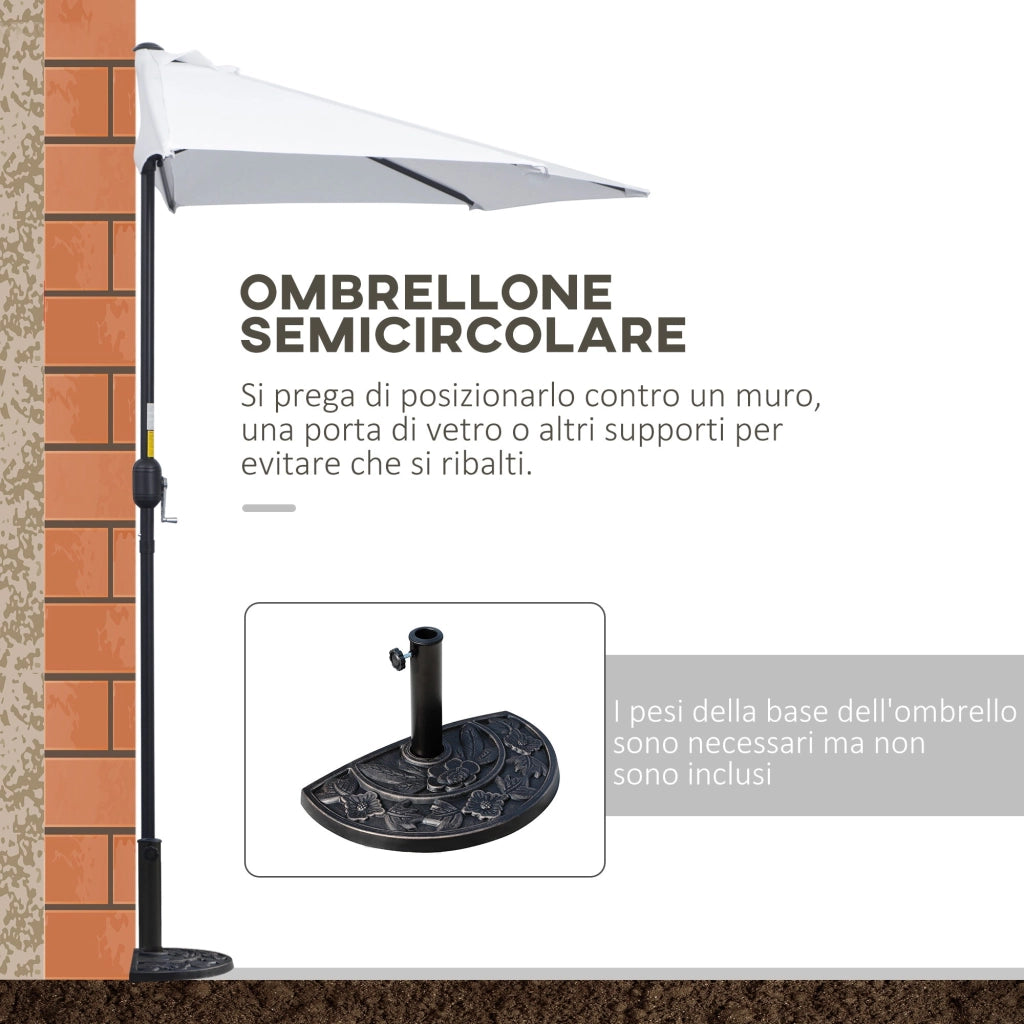 Ombrellone da Giardino a Mezzaluna 260x135x230H cm Bianco