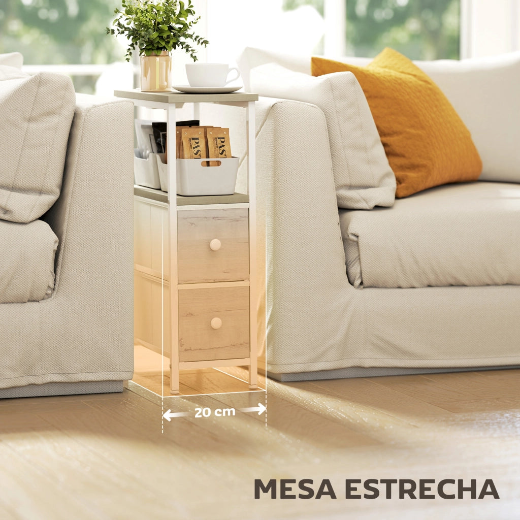 Tavolino da salotto con 2 cassetti e prese USB ¨C ZephMum ¨C Grigio naturale