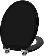Sedile in legno per toilet con sospensioni softclose regolabili, antibatterico, con chiusura rapida, coperchio rimovibile per facile pulizia e installazione (nero)