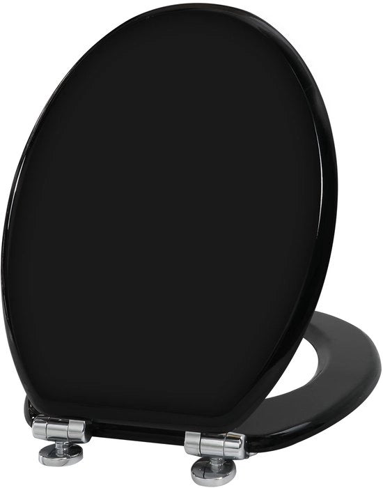 Sedile in legno per toilet con sospensioni softclose regolabili, antibatterico, con chiusura rapida, coperchio rimovibile per facile pulizia e installazione (nero)
