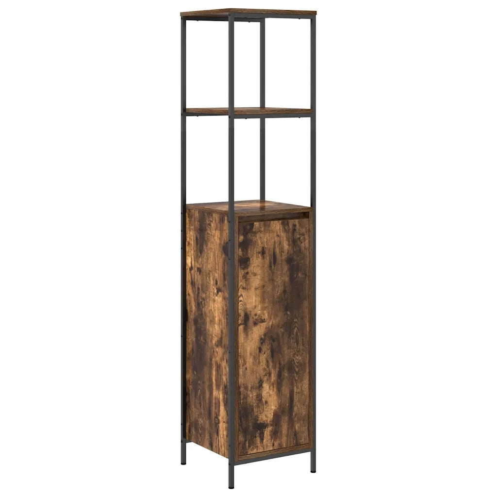 vidaXL Mobile da Bagno con Ripiani Rovere Fumo 36x35x165 cm