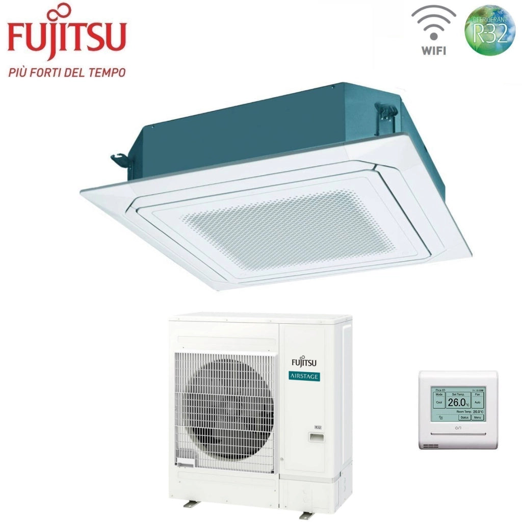 Condizionatore a Cassetta Fujitsu KR Eco Circular Flow White 54000 Btu AUXG54KRLB Trifase R-32 Wi-Fi Optional con Griglia e Filocomando