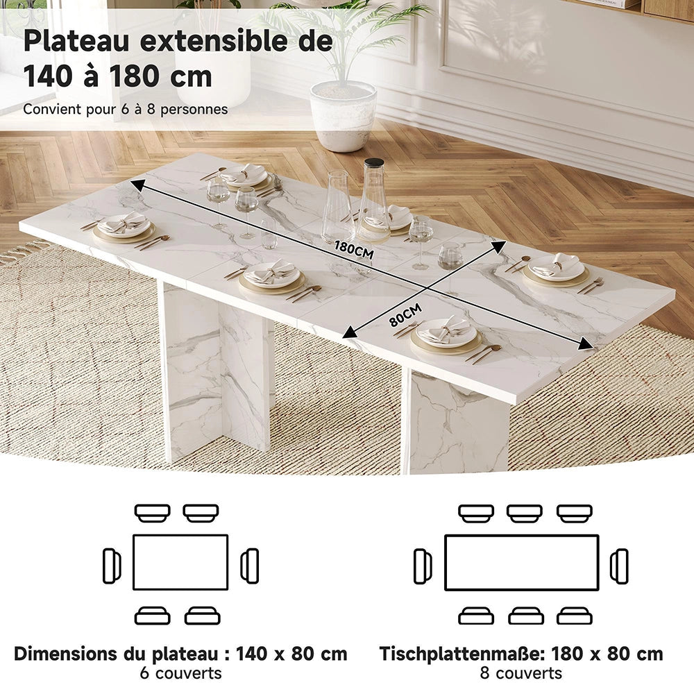 Tavolo Allungabile Xylo 140/180x80cm - Marmo Bianco