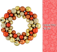 Ghirlanda Natalizia con Palline per Porta Corona di Natale 55 Sfere Oro e Rame