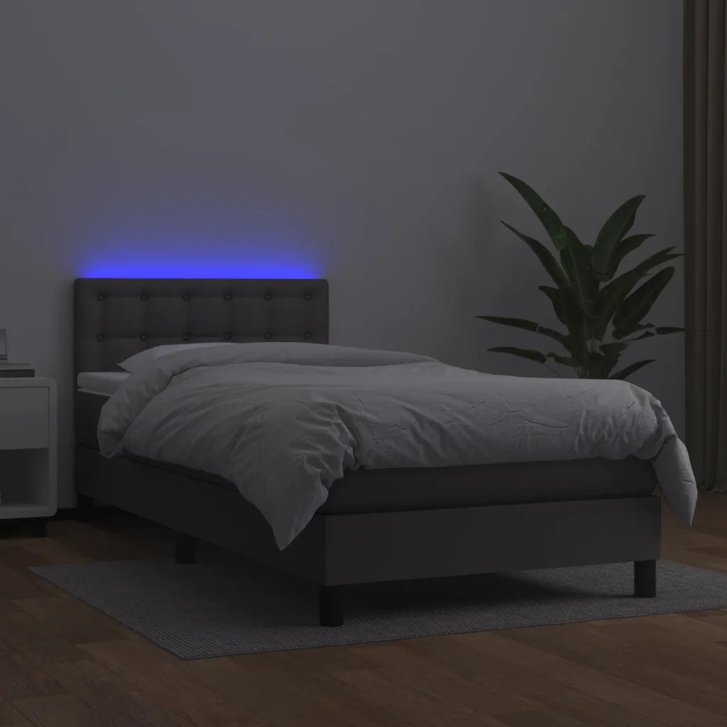 Giroletto Molle con Materasso e LED Grigio 80x200cm Similpelle 3134193