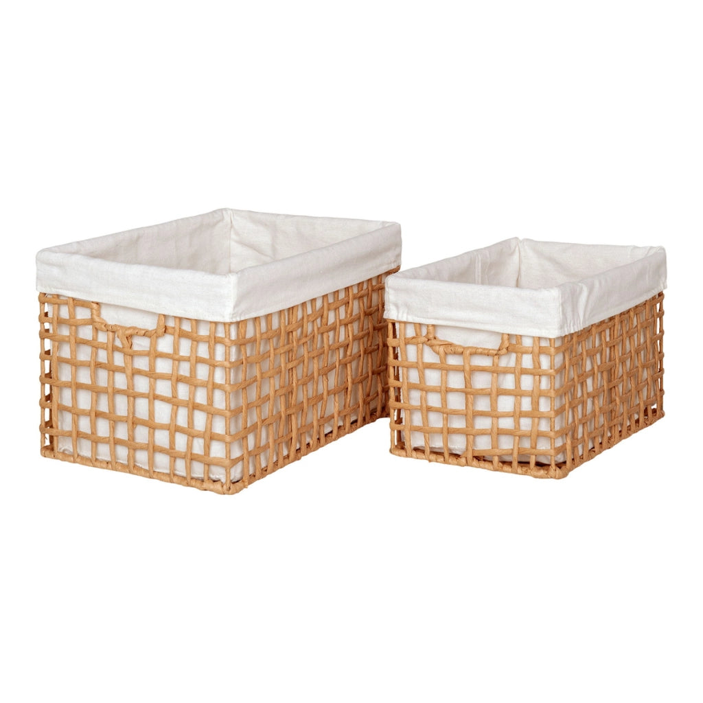 Set di 2 Cesti Portaoggetti Bustelo, Marrone, Carta, 30x20x19 cm
