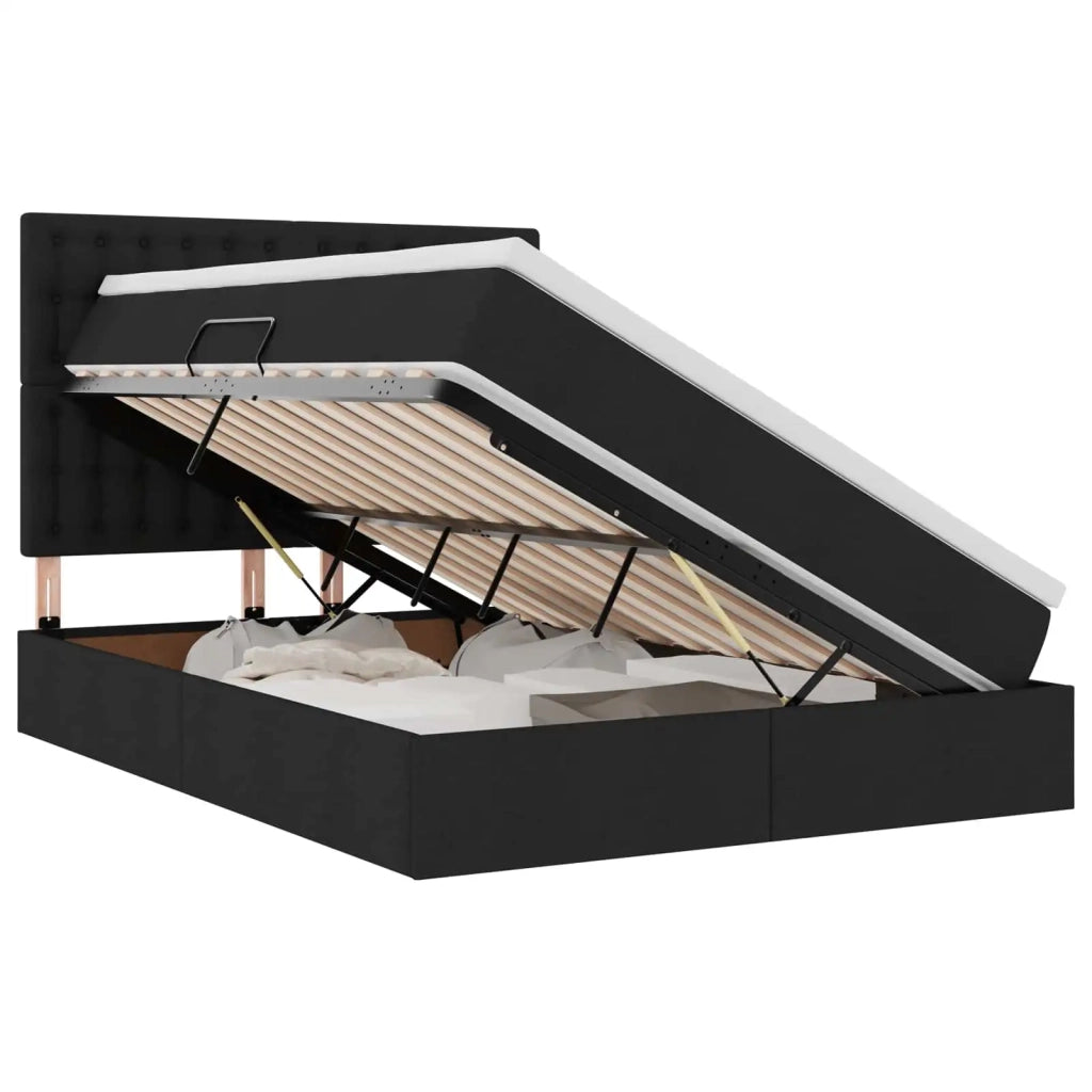 Letto con contenitore e materasso Nero 140 x 190 cm Poliestere