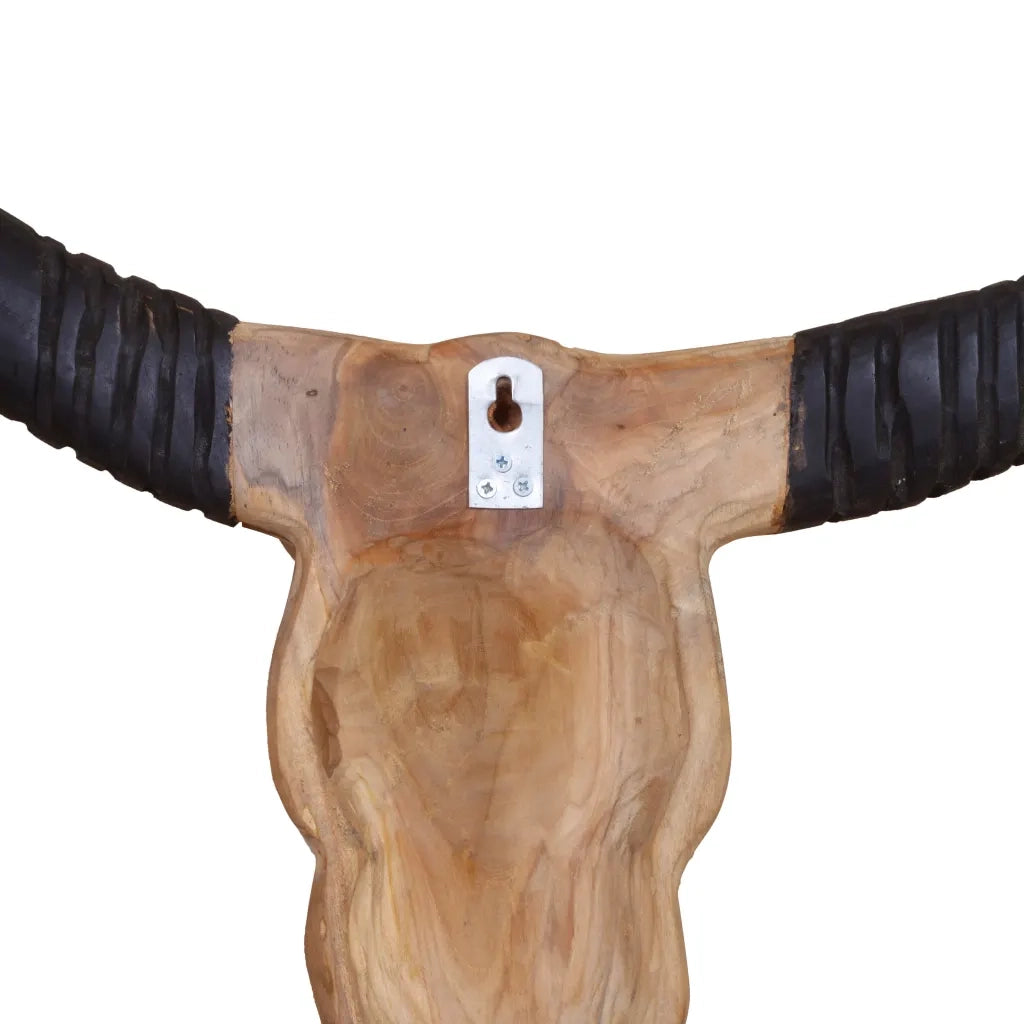 Scultura Teschio di Toro da Parete in Teak 69x6x60 cm CFW3376194