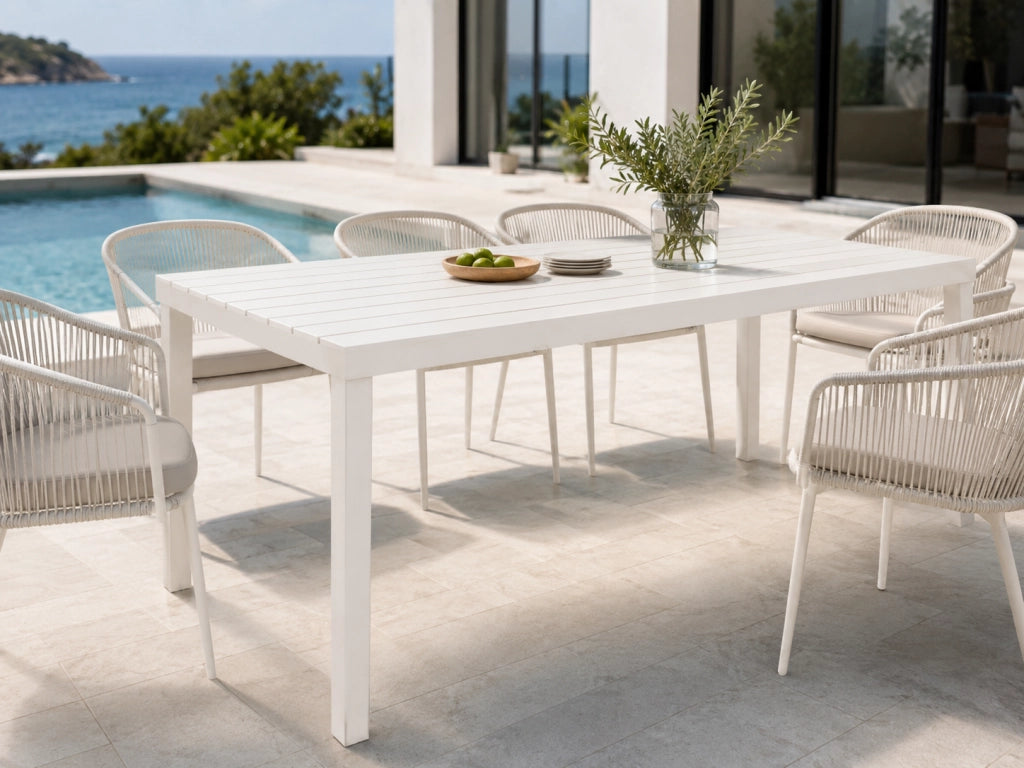 Tavolo Componibile Rettangolare Sumatra Pro Garden Bianco Cm 138x80x72h