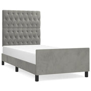 Letto singolo | Letto per adulti | Giroletto senza Materasso Grigio Chiaro 100x200 cm Velluto