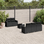 Set Divano da Giardino 6 pz con Cuscini Nero in Polyrattan 3218685