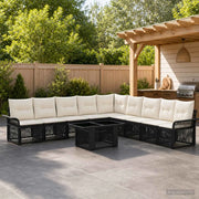 Set Divano da Giardino 10 pz Nero e Bianco Crema polyrattan 3436648