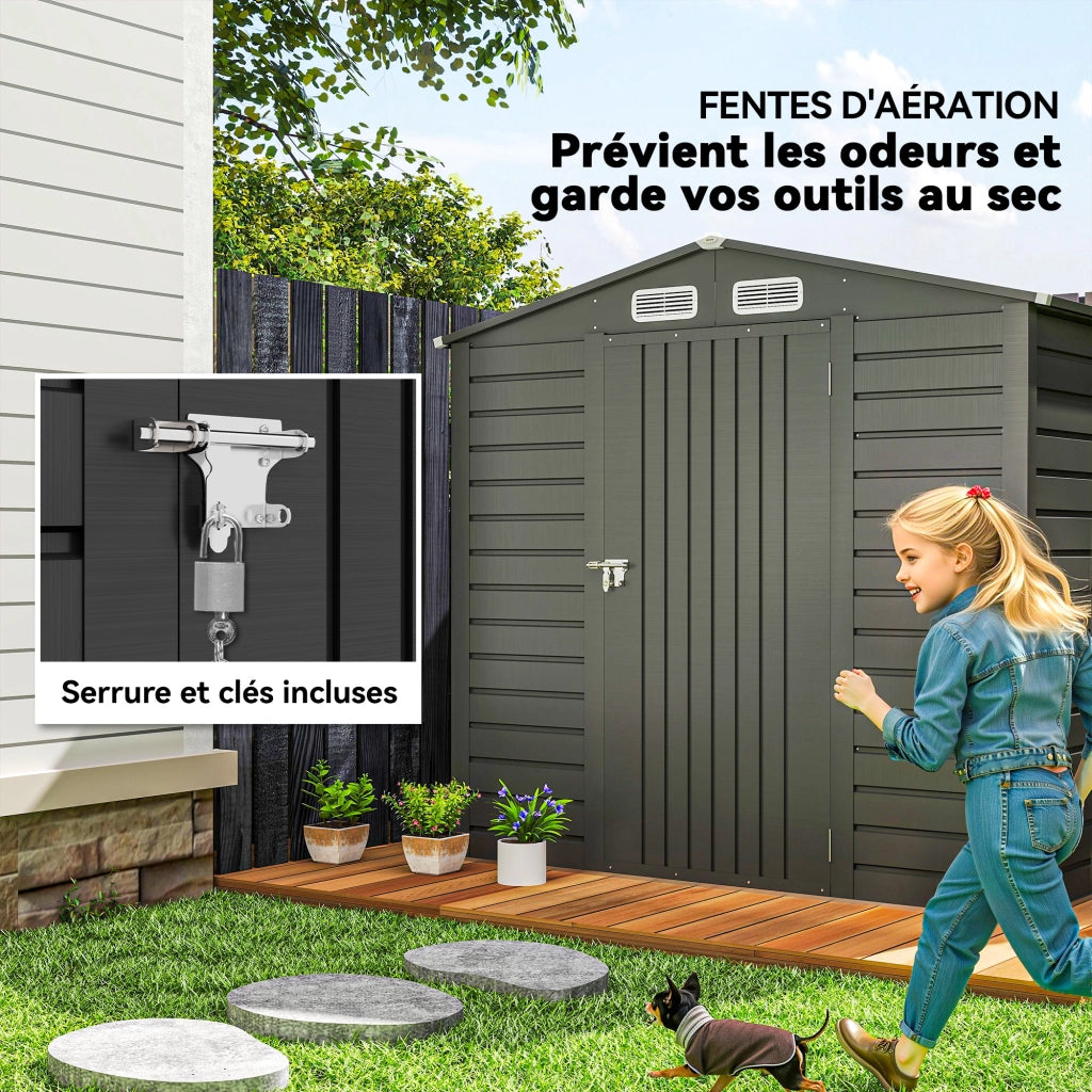 Casetta da Giardino ¨C zephmum ¨C Grigio Acciaio 190x131x188 cm