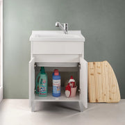 Mobile lavatoio 60x50 bianco lucido Way con vasca in ceramica Dolomite