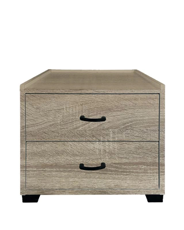 CASSETTIERA IN LEGNO CON DUE CASSETTI COLORE ROVERE DIMENSIONI 43X40X43,5CM