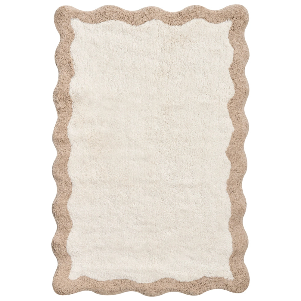 Tappeto da bagno in cotone rettangolare 80 x 90 cm beige e marrone Motivo decorativo da bagno Design moderno