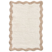 Tappeto da bagno in cotone rettangolare 80 x 90 cm beige e marrone Motivo decorativo da bagno Design moderno
