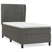 Letto singolo | Letto per adulti | Giroletto a Molle con Materasso Grigio Scuro 90x200 cm Velluto