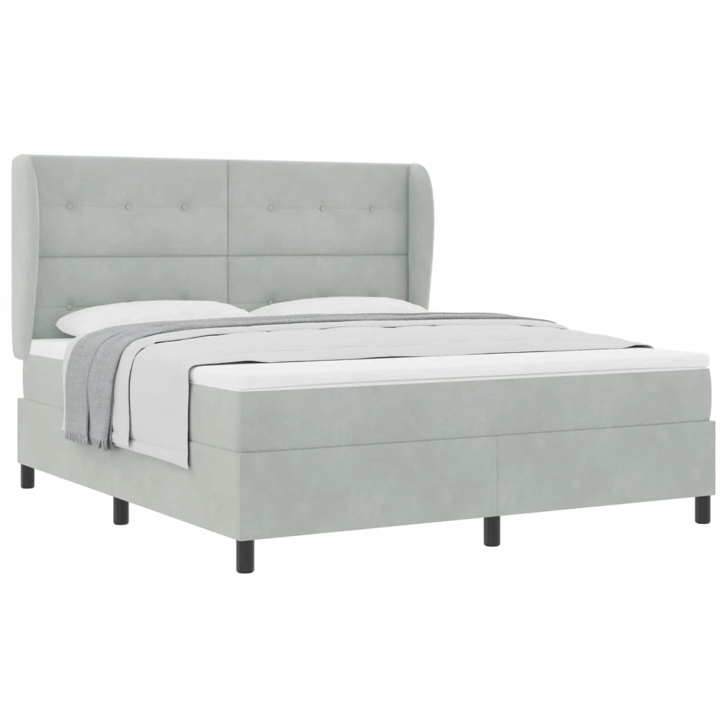 Letto a molle con materasso Grigio chiaro 200 x 180 cm Velluto 3340940