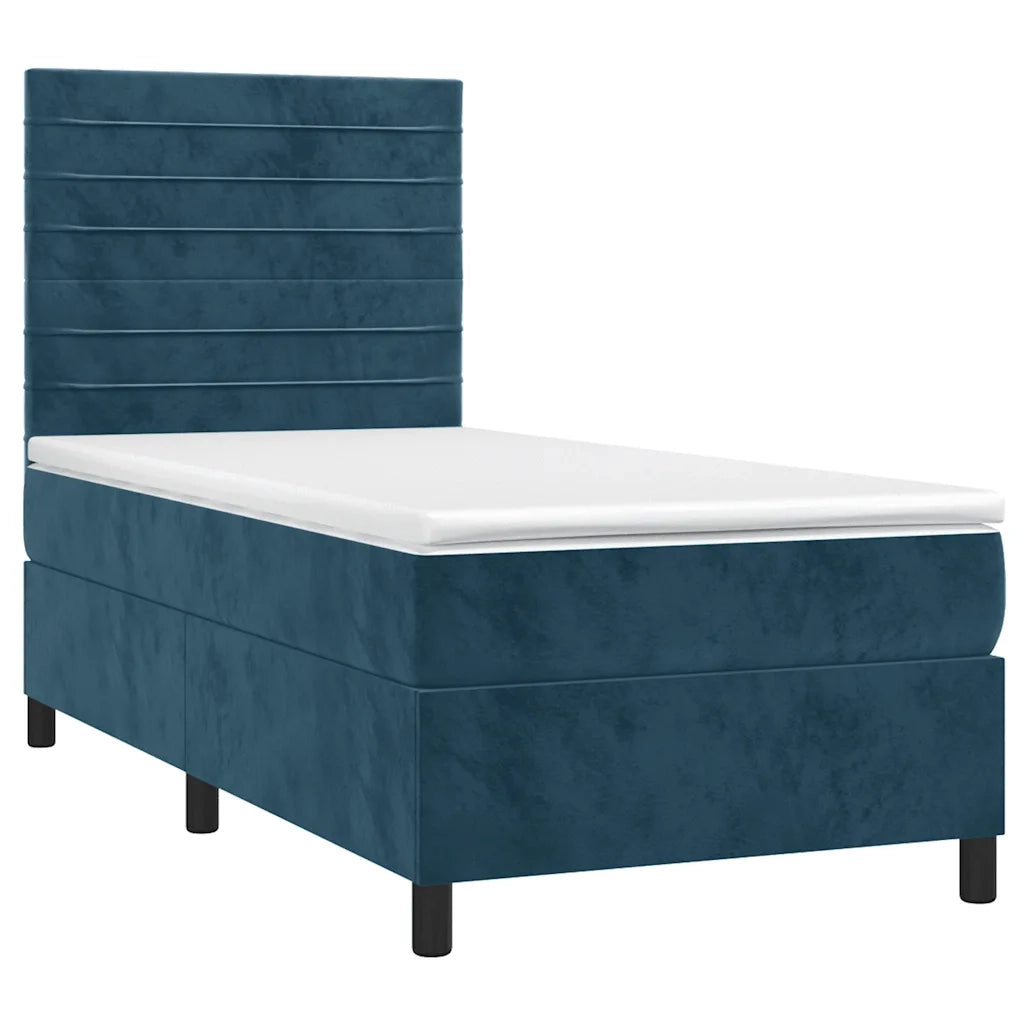 Letto a Molle con Materasso e LED Blu Scuro 100x200 cm 3136171