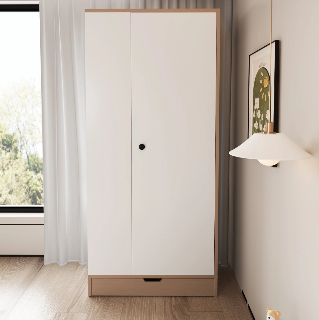 Armadio guardaroba a 1 anta 70x40x170 cm in legno naturale e bianco