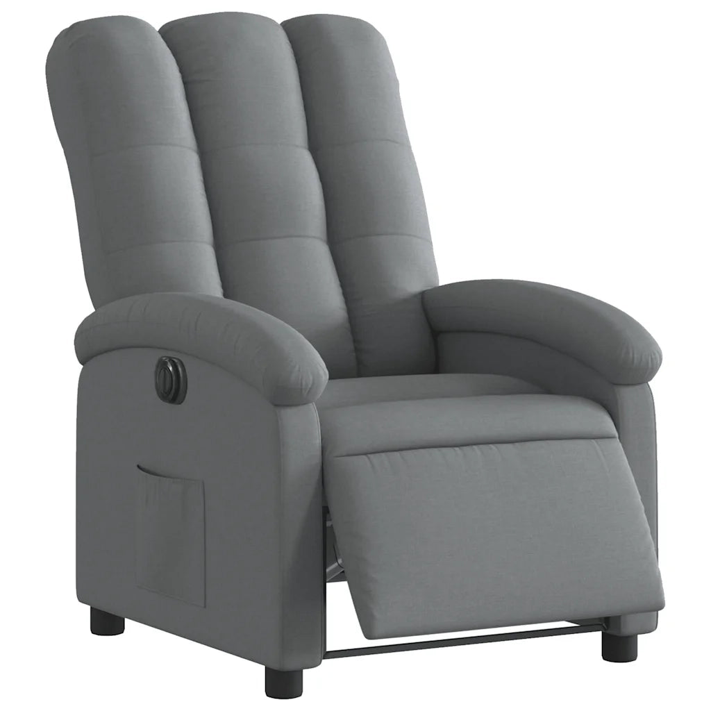 Poltrona Elettrica Reclinabile-Divano Sedia Grigio Scuro in Tessuto 480313