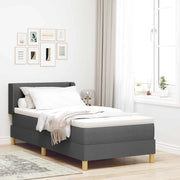 Letto a molle con testiera-Rete con Testiera Grigio scuro 200 x 100 cm Poliestere 471296