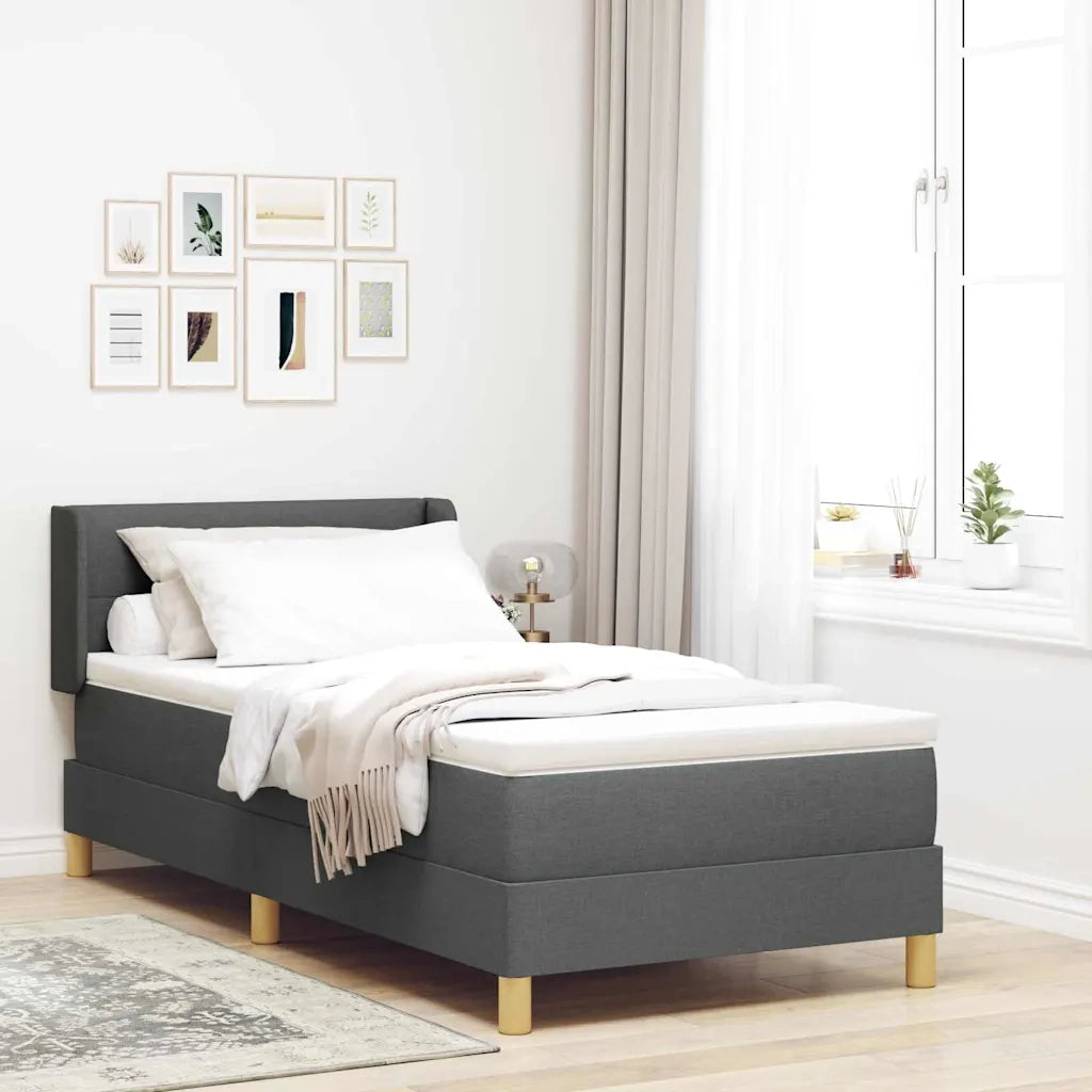 Letto a molle con testiera-Rete con Testiera Grigio scuro 200 x 100 cm Poliestere 471296
