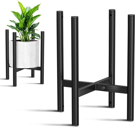 Set a doppio per piante - Stendardo flessibile per fiori 20-30 cm di larghezza 4 opzioni di altezza e 5 configurazioni 2 strati per interni ed esterni, Metallo Nero